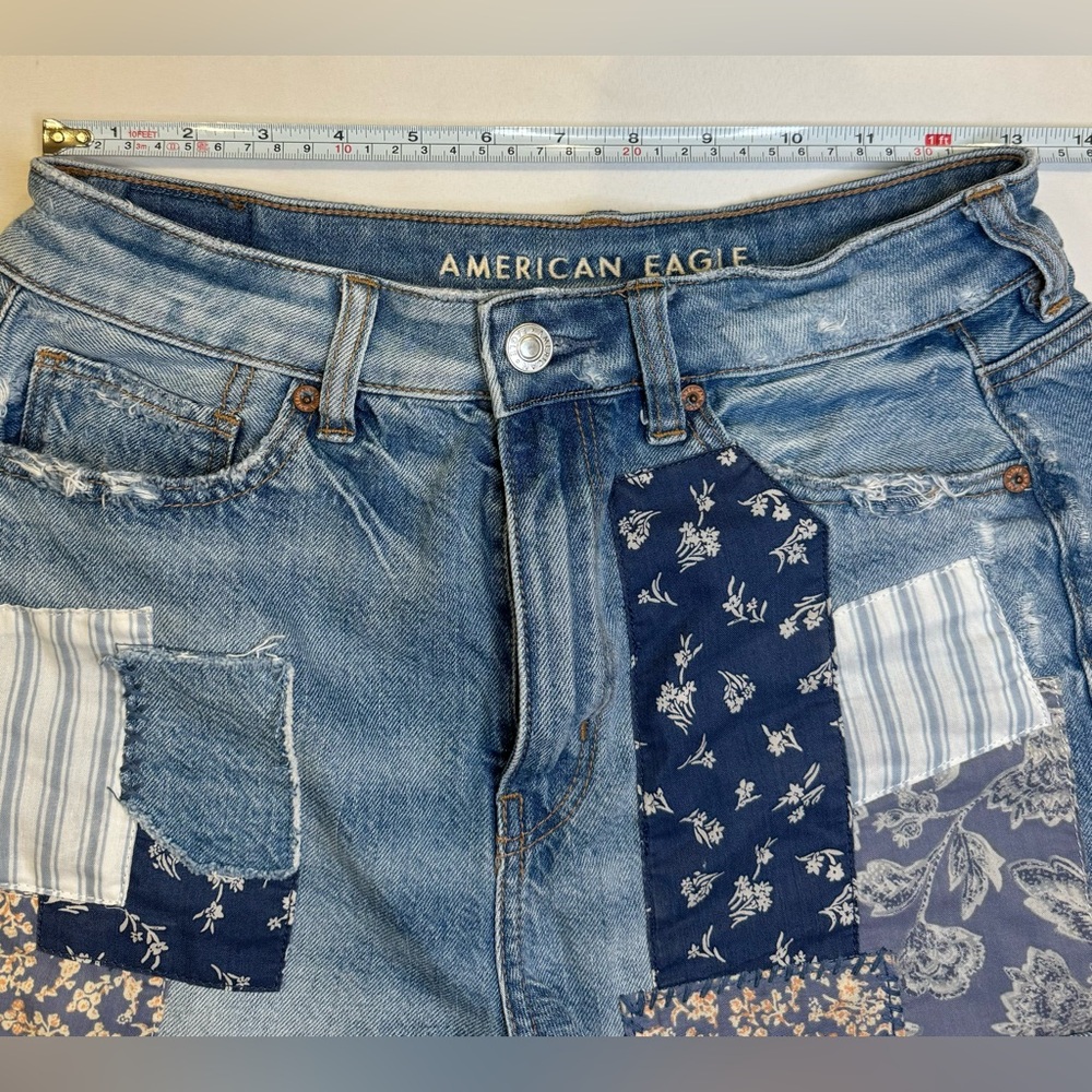 Denim Blue Patchwork Shorts - American Eagle - image 6